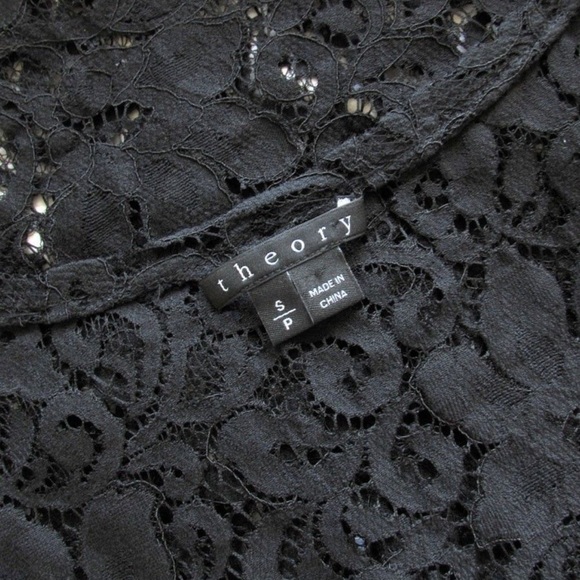 Theory Sheer Black Lace Layering Tank Top Sleeveless Floral size small - Picture 4 of 7